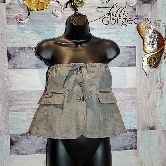 Upcycled M/L Button Up Skirt or Strapless Tank Top Tahari Fully Lined Festival - Picture 7 of 9